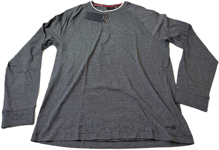 Translation missing: en.Perry Ellis Men's Micro Stripe Long Sleeve Henley Tee Shirt in Charcoal Hthr-Sm