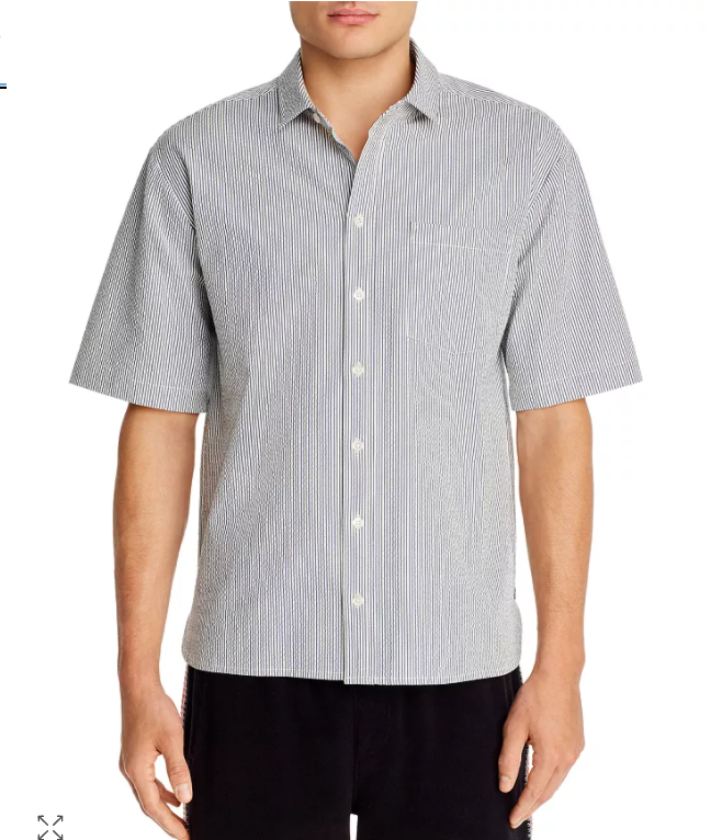 Translation missing: en.ATM Anthony Thomas Melillo Striped Regular Fit Short Sleeve Button-Down Shirt-M