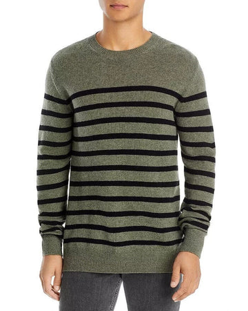 Translation missing: en.A.P.C. Men's Travis Wool/Cotton Stripe Regular Fit Crewneck Sweater Green-Small