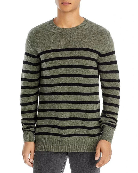 Translation missing: en.A.P.C. Men's Travis Wool/Cotton Stripe Regular Fit Crewneck Sweater Green-Small