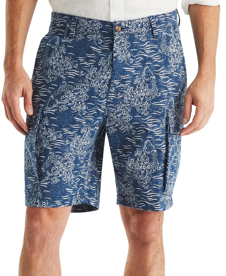 Translation missing: en.Nautica Men's Relaxed Fit Koi Print 9.5in Cargo Shorts - Lapis Blue-32