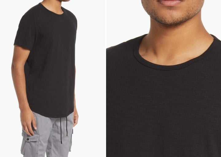 Translation missing: en.Kuwalla Men's Slub Hi Lo T-Shirt in Black-Size Small
