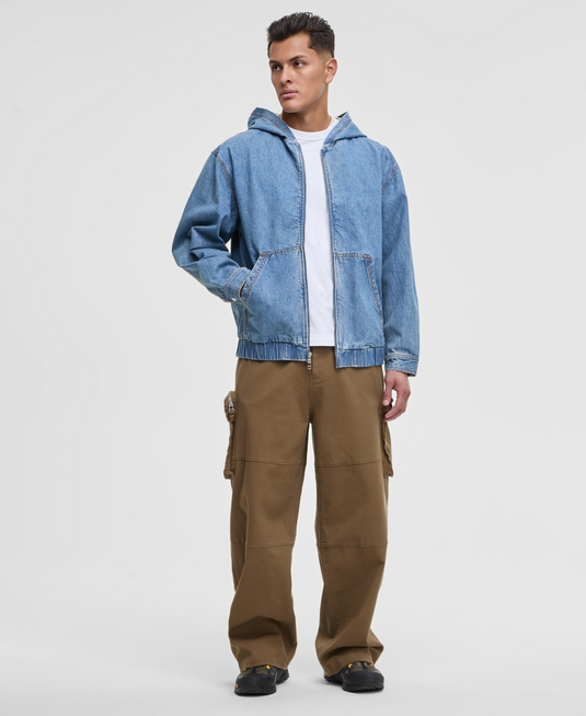 Translation missing: en.Mode of One Men's Relaxed-Fit Full-Zip Denim Hoodie Promenade Blue-XL