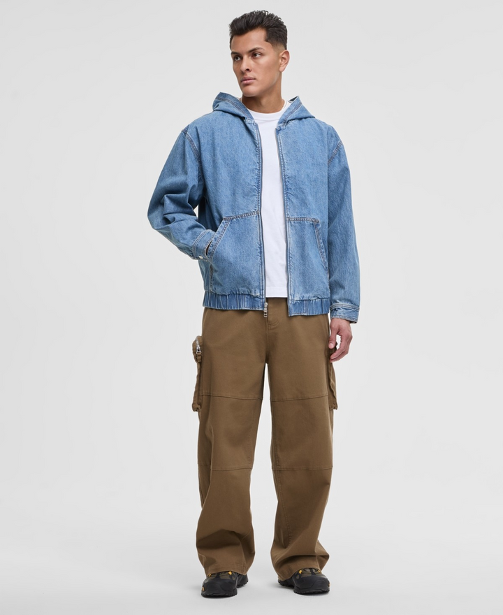 Translation missing: en.Mode of One Men's Relaxed-Fit Full-Zip Denim Hoodie Promenade Blue-XL