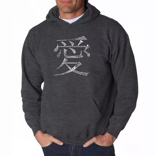 Translation missing: en.La Pop Art Men's Word Art Hoodie the Word Love in 44 Languages Dark Gray-XL