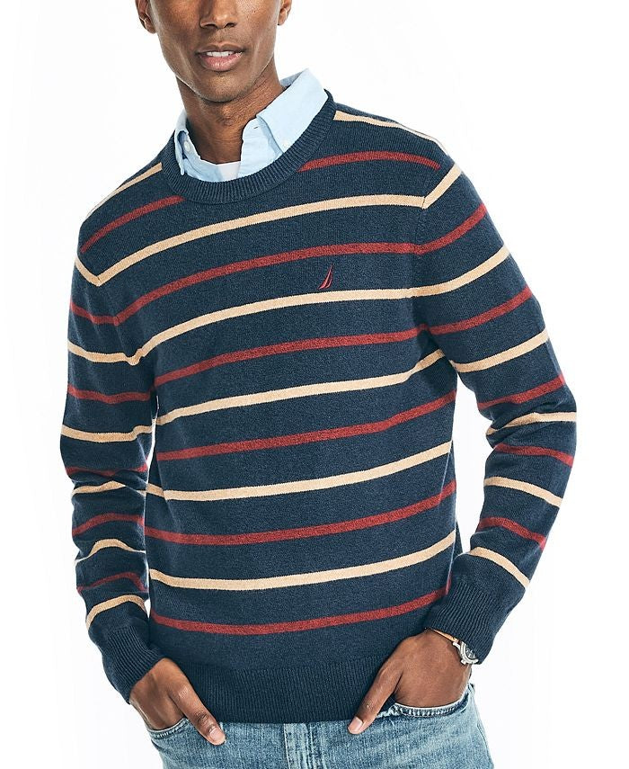 Translation missing: en.Nautica Men's Sustainably Crafted Striped Crewneck Sweater Navy-XL