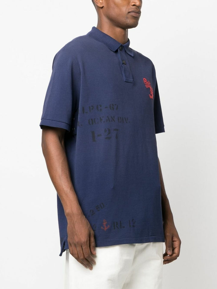 Translation missing: en.Polo Ralph Lauren Mens Big &amp; Tall Cotton Mesh Graphic Polo Shirt Dark Cobalt-4XB