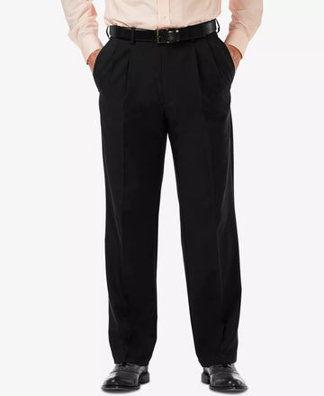 Translation missing: en.Haggar Men's Cool 18Pro Reg-Fit Expand Waist Pleated Dress Pants Black-44/29