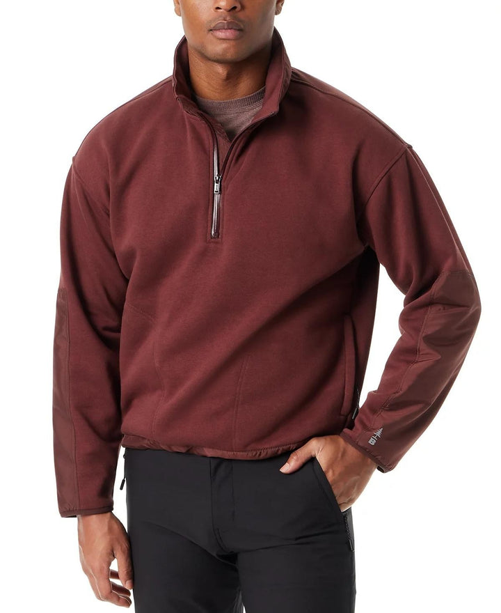 Translation missing: en.Bass Outdoor Men's Reg-Fit Convertible Hood 1/4-Zip Sweatshirt Rum Raisin-XL New