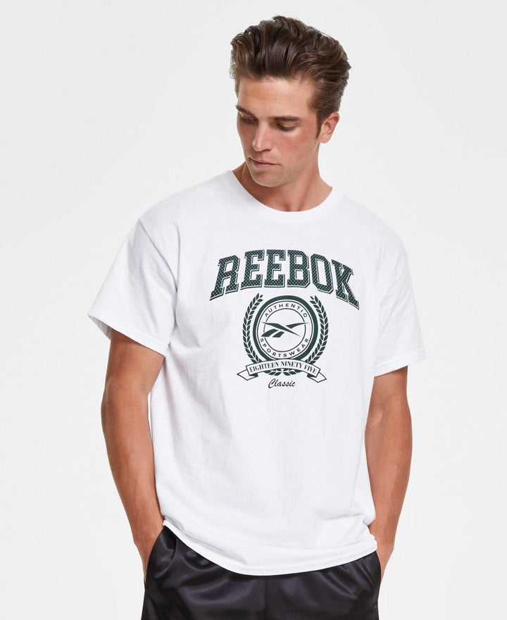 Translation missing: en.Reebok Men's Logo Varsity Cotton T-Shirt - White-Size Medium