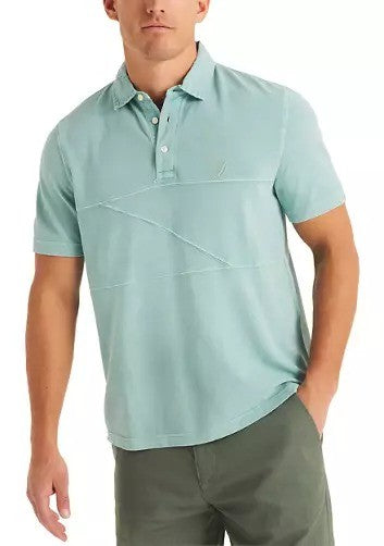 Translation missing: en.Nautica Men's Textured Pieced Pique Short Sleeve Polo Shirt -Nile Blue-Large