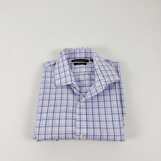 Translation missing: en.Tommy Hilfiger Dress Shirt Blue Multi 15.5 32/33 Mens FlexSlim Fit Stretch Twill