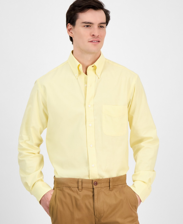 Translation missing: en.Club Room Men's Regular Fit Pinpoint Dress Shirt Primrose Yellow-15.5 32/33