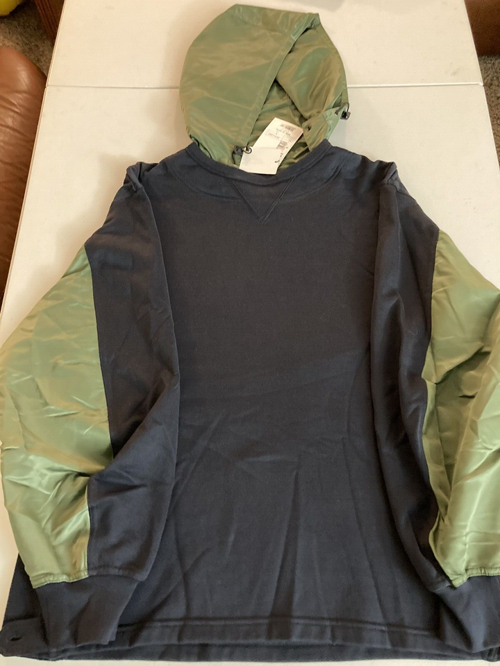 Translation missing: en.Zucca Men's 14 COTTON HOODED SWEATSHIRT Navy/Green-Medium