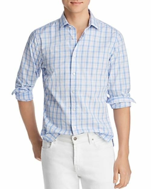 Translation missing: en.The Men's Store Premium Cotton Plaid Regular Fit Shirt Blue Hawaii-Size Medium