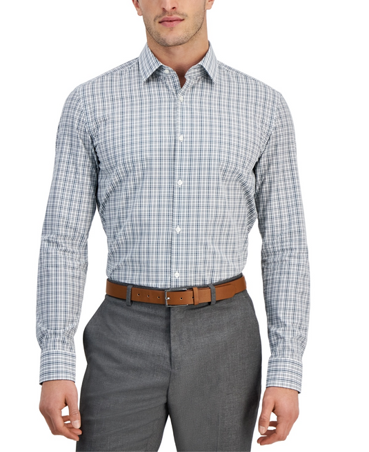 Translation missing: en.Hugo by Hugo Boss Kenno Men Cotton Poplin Slim Fit Dress Shirt Dark Green-16 34L