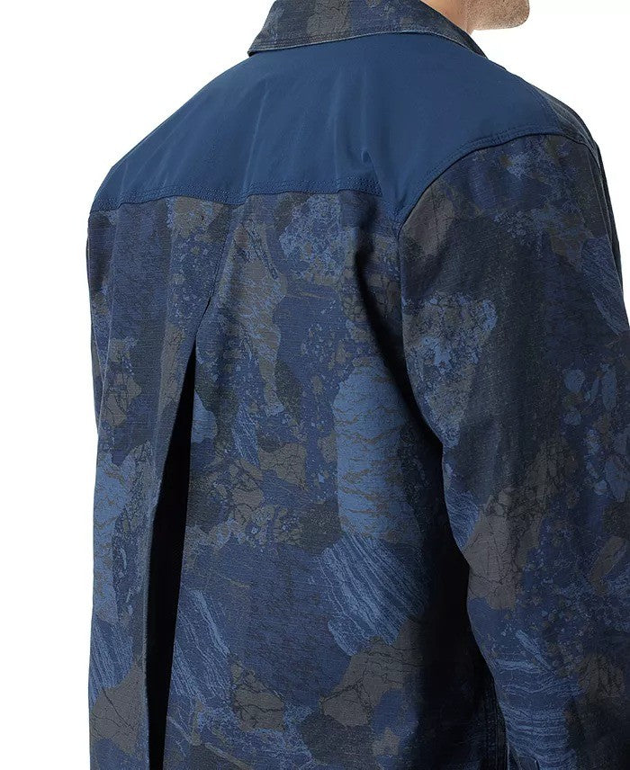 Translation missing: en.Bass Outdoor Utility Shacket Men's Small Navy Rock Camo Ripstop Shirt Jacket