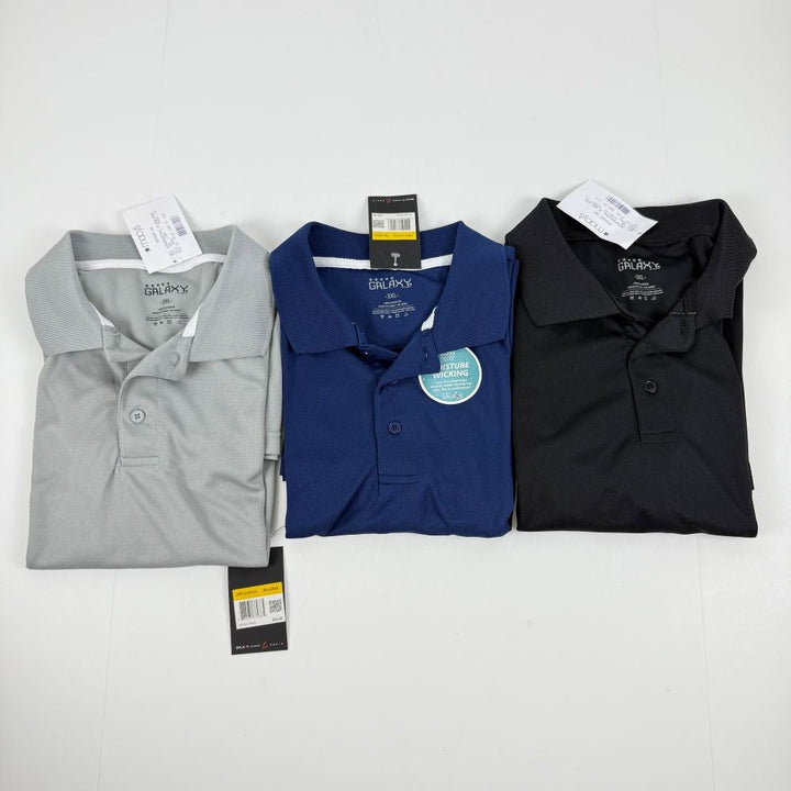 Translation missing: en.Galaxy by Harvic Men's 3 Pair of Dry Fit Moisture-Wicking Polo Shirts-3XL  Asst