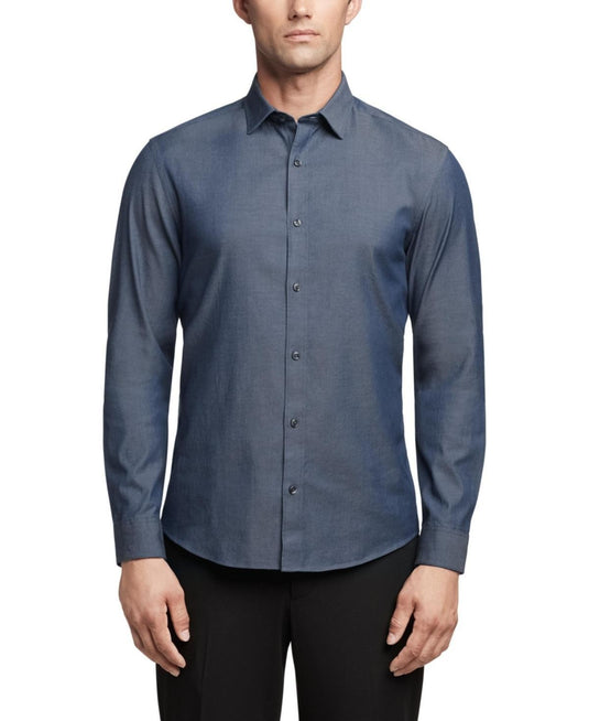 Translation missing: en.Calvin Klein Men's Washed Denim Stretch Slim Fit Dress Shirt Dark Denim-16 32/33