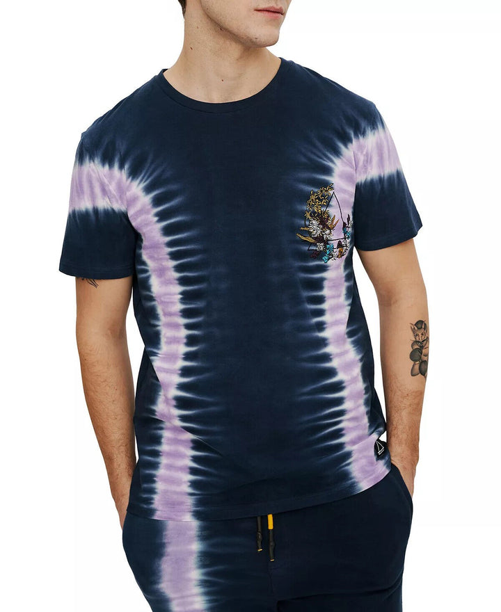 Translation missing: en.Eleven Paris Men's Embroidered Flower Tie Dye T-Shirt African Violet Tie Dye-2XL