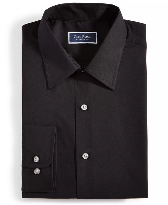 Translation missing: en.Club Room Men's Regular-Fit Dress Shirt Cotton Blend Deep Black XL 17-17.5 35/36