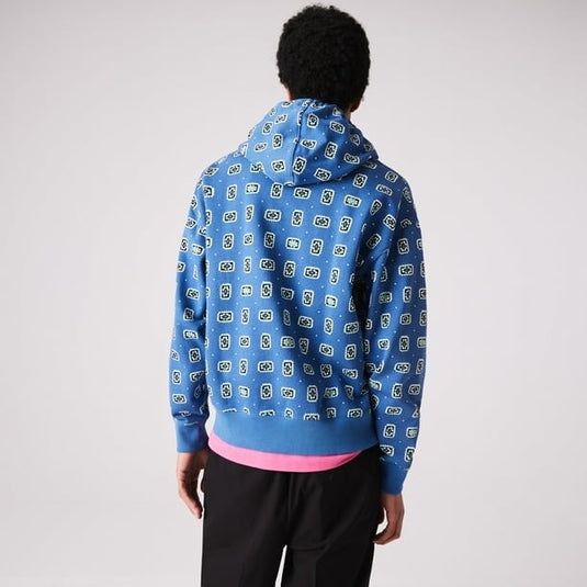 Translation missing: en.Lacoste Men's Lacoste L!VE Loose Fit Hooded Print Cotton Hoodie Blue-Med SH2779