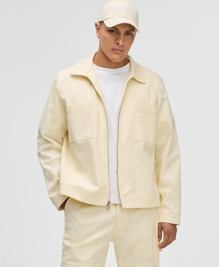 Translation missing: en.Mode of One Men's Regular-Fit Stretch Twill Utility Jacket Soft Vanilla-2XL