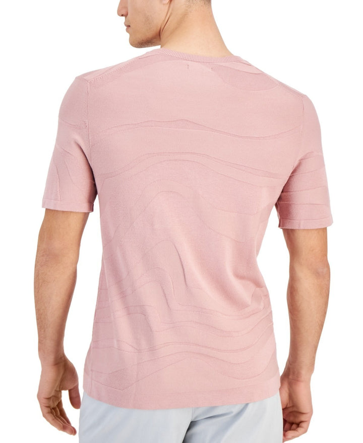 Translation missing: en.Alfani Men's Tonal Wave Jacquard T-Shirt Rayon/Nylon Pottery Clay-Large