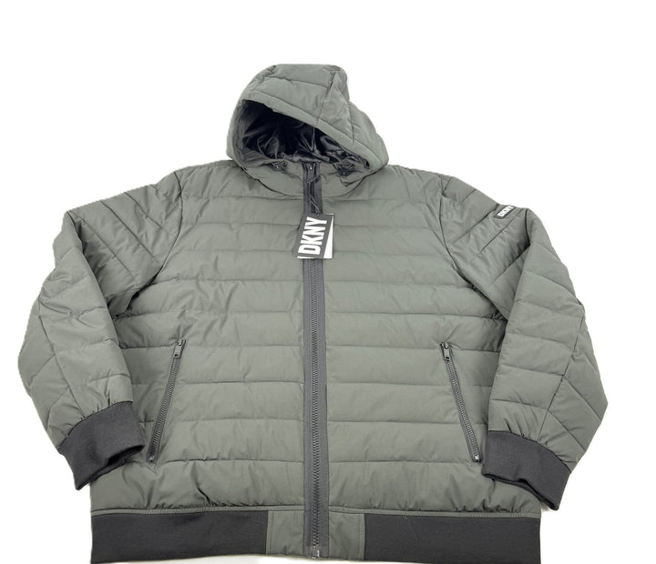 Translation missing: en.DKNY Men s Water Resistant Performance Zip Front Hooded Jacket Dark Green-2XL