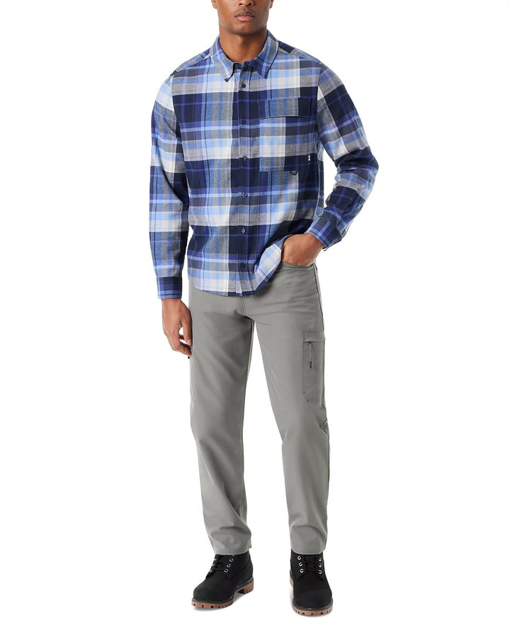 Translation missing: en.Bass Outdoor Flannel Shirt Mens XL Persian Blue Classic Fit Plaid Stretch Pocket