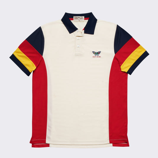 Translation missing: en.AGTAWH All Good Things Color Block Pique Polo Mens Small Cloud Cream Poly/Cotton
