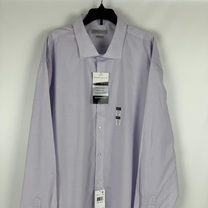 Translation missing: en.Perry Ellis Men's Modern-Fit Lux Twill Solid Dress Shirt - Purple -8-18.5 36/37