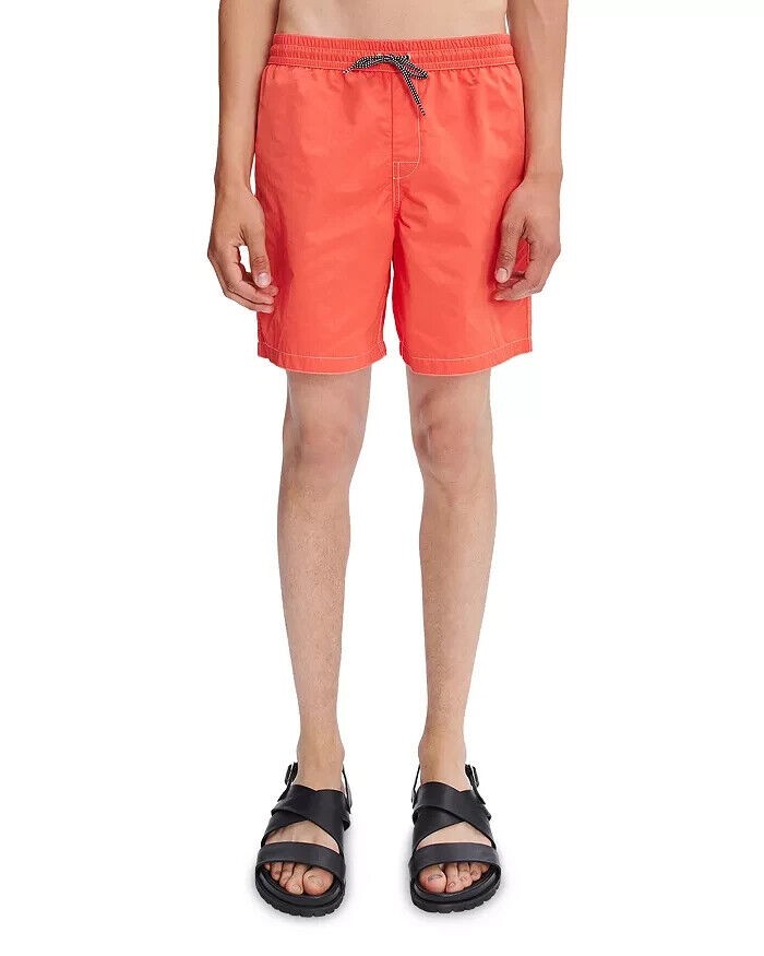 Translation missing: en.A.P.C. Men's Louis Solid Regular Fit Swim Trunks in Coral-2XL