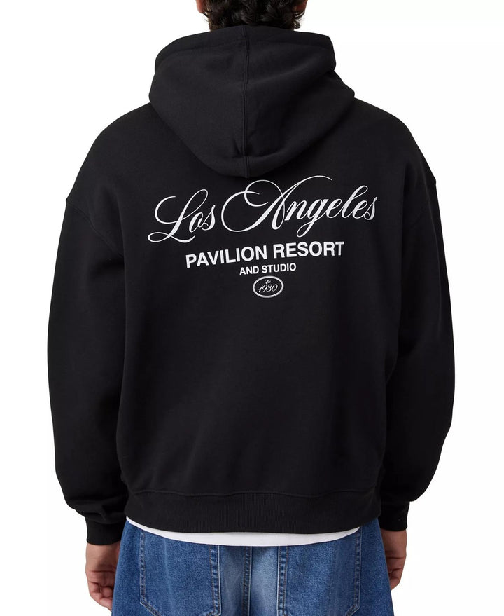 Translation missing: en.Cotton On Men Relax Box Fit Graphic Hoodie Black Size Large Pavillion Resort