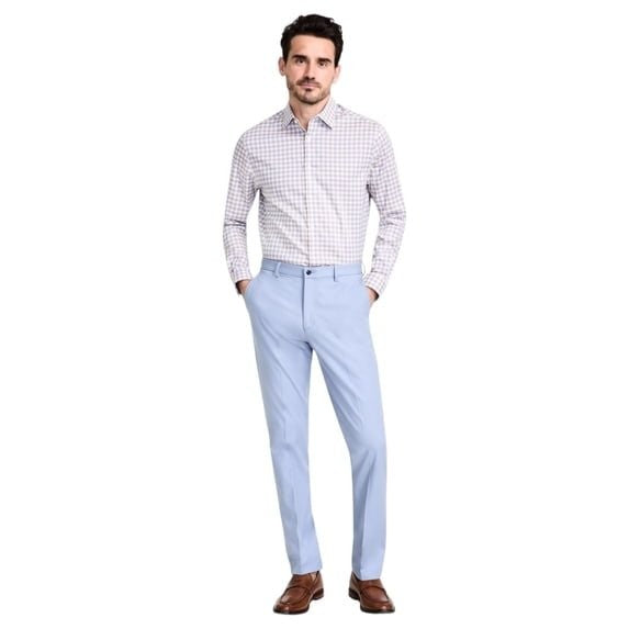 Translation missing: en.Michael Kors Men's Major Reg Fit Cotton-Blend Dress Pants Pale Blue-34x30