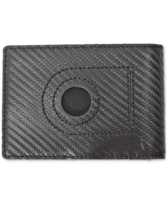 Translation missing: en.ITech Men's Textured Leather Bi-Fold Wallet &amp; Money Clip - Black 4.5"x3"x.037