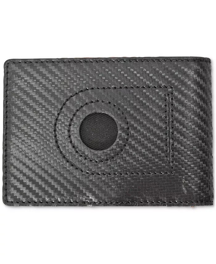 Translation missing: en.ITech Men's Textured Leather Bi-Fold Wallet &amp; Money Clip - Black 4.5"x3"x.037
