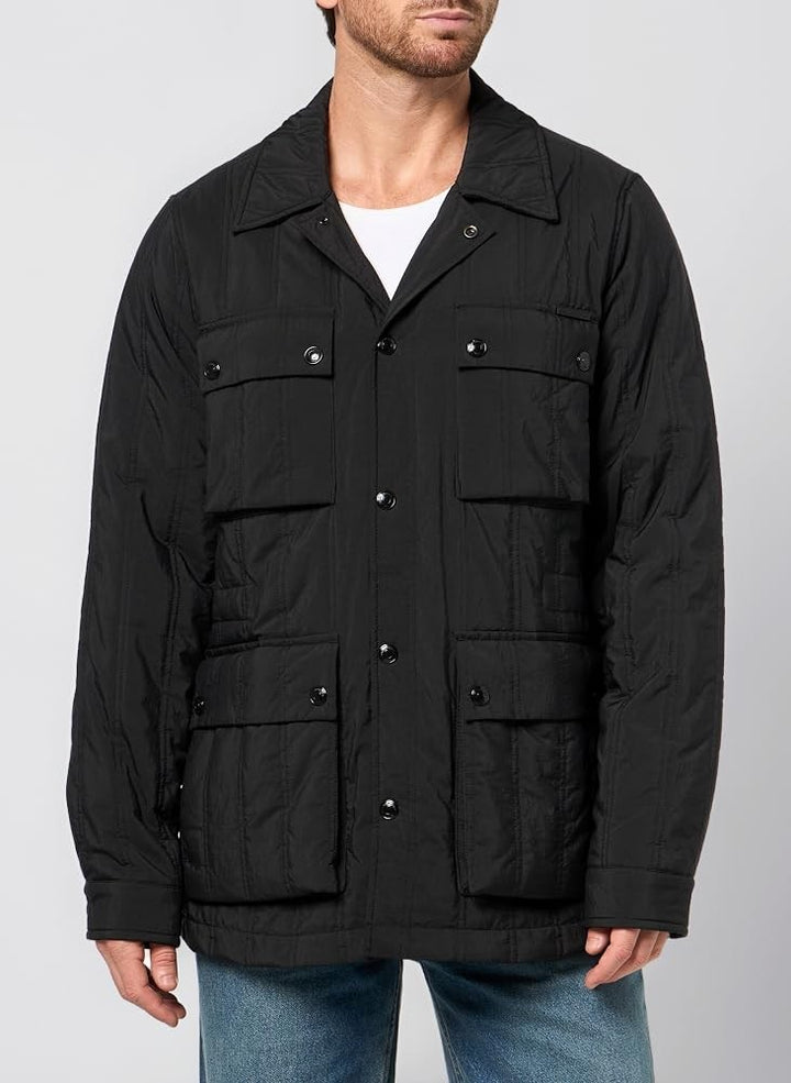 Translation missing: en.Karl Lagerfeld Paris Men's Quilted Regular-Fit Trucker Jacket Black-Medium