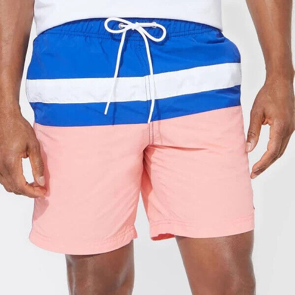 Translation missing: en.Nautica Men's Colorblocked 8" Swim Trunks T01131 in Pale Coral-2XL