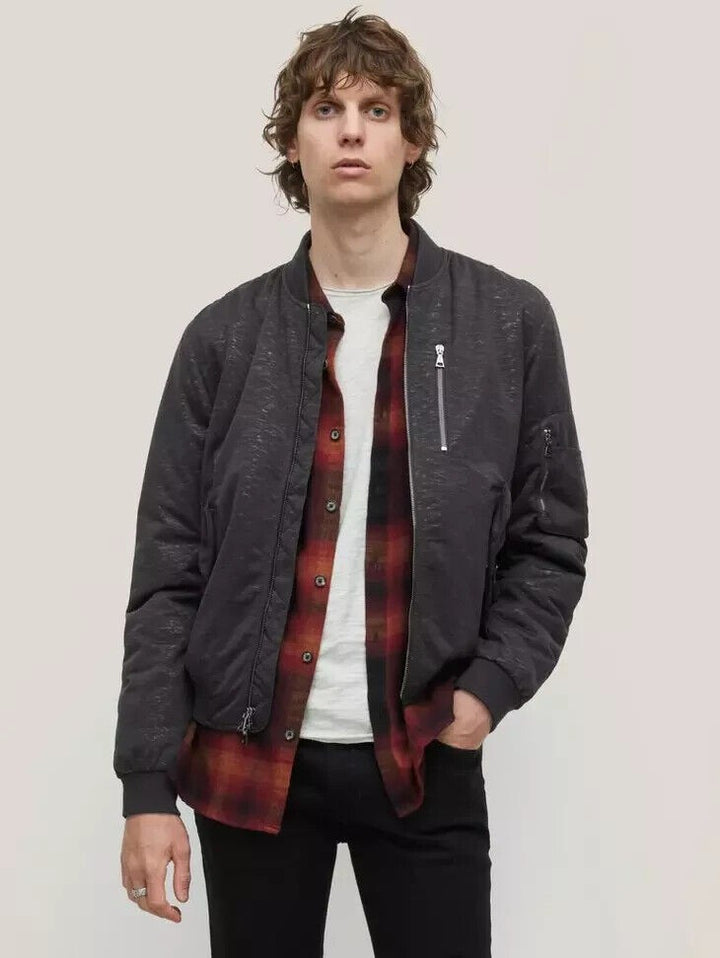 Translation missing: en.John Varvatos Men's Sutter Flight Jacket in Black-EU 44 US Small O2128Y3-DAYA