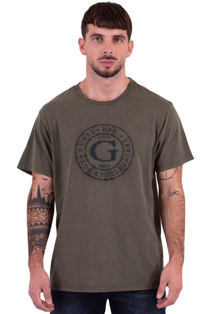 Translation missing: en.Guess Men's Stamp Logo T-Shirt in Olive Morning-Size Small