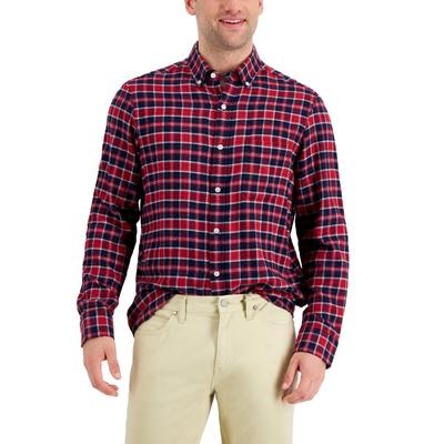 Translation missing: en.Club Room Men's Cotton Regular-Fit Plaid Flannel Shirt Navy/Red Check-2XL