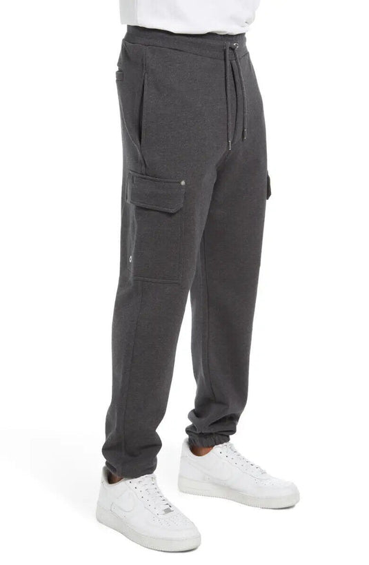 Translation missing: en.FRAME Men's Slim Fit Cotton Blend Cargo Joggers in Dark Gris Grey-Size Small