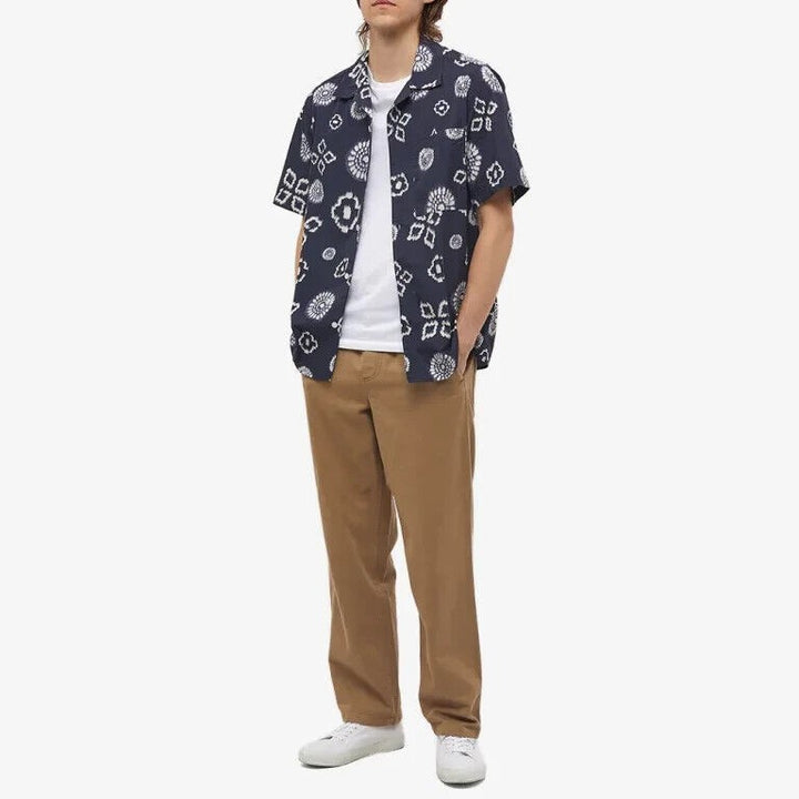 Translation missing: en.NN07 Men's All Cotton Julio Short Sleeve Geo Print Shirt Navy Print-Size Small