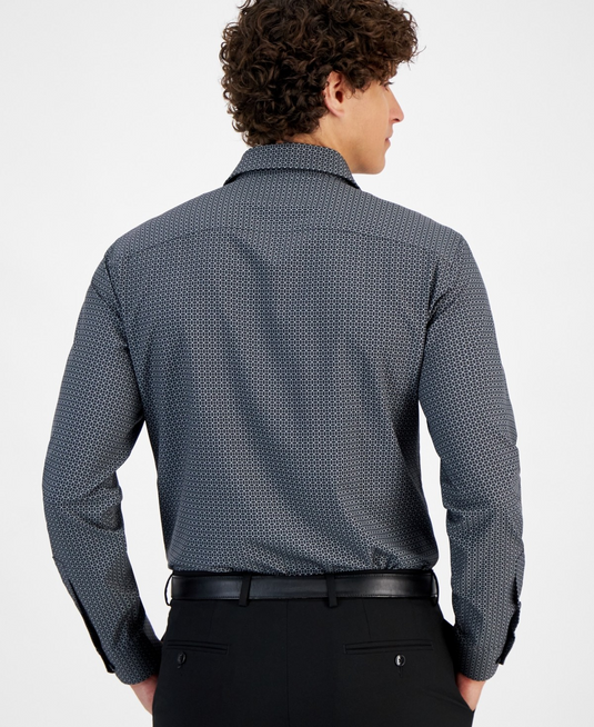 Translation missing: en.Alfani Men's Dress Shirt Charcoal Grey Slim-Fit 4-Way Stretch Medallion-17-17.5