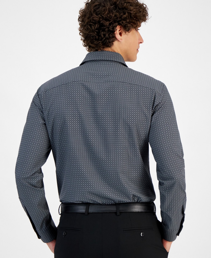 Translation missing: en.Alfani Men's Dress Shirt Charcoal Grey Slim-Fit 4-Way Stretch Medallion-17-17.5