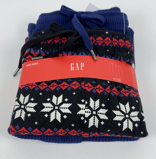 Translation missing: en.Gap Mens 2Pk. Waffle-Knit Jogger-Leg Pajama Pants Deep Cobalt &amp; Fair Isle-Large