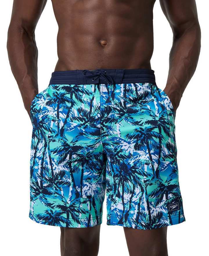 Translation missing: en.Speedo Men's Hawaiian Sky Bondi Basin Palm Print 9" Boardshorts Blue-Small