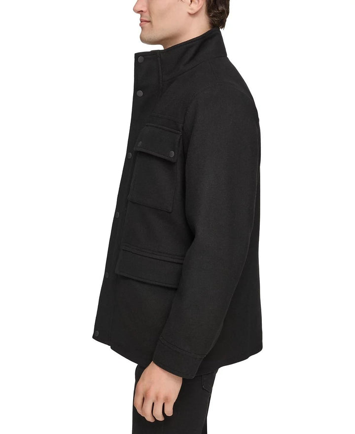 Translation missing: en.Guess Men's Water-Repellent Jacket with Zip-Out Quilted Puffer Bib Black-Medium