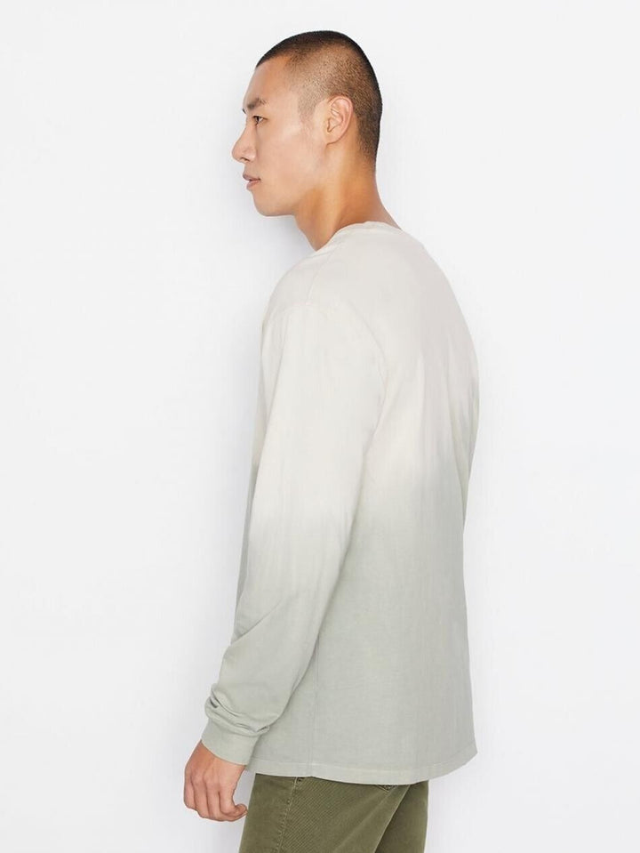 Translation missing: en.FRAME Men's Dip Dyed Two Tone Long Sleeve Tee in Milk Beige Tie Dye-Large